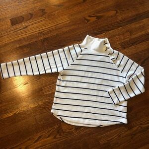 J. Crew Ivory/Navy Striped Mockneck Sweatshirt - Size Small